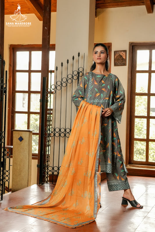 Pure Lawn 3-Piece Printed Suit