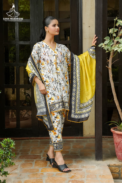 3 Piece Printed lawn Suit