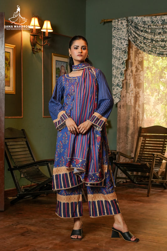 3-Piece Pure Lawn  Printed Suit